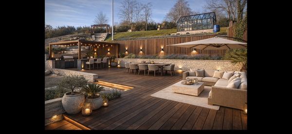 Træterrasse med pergola