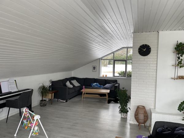 Renovering af stue med loft til kip og vinduer
