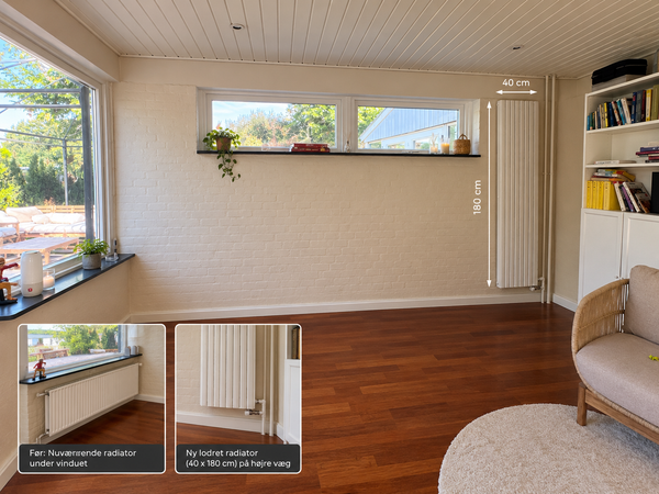 Montering af lodret radiator