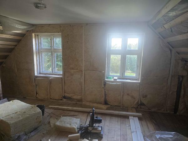 Opsætning og spartling/filtning af gipsplader