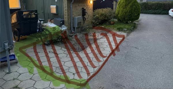 Etablering af p-plads med fliser og chaussesten