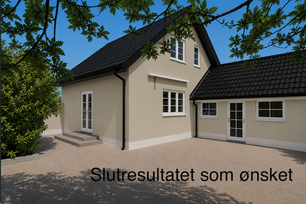 Facaderenovering med indfarvet puds eller filts