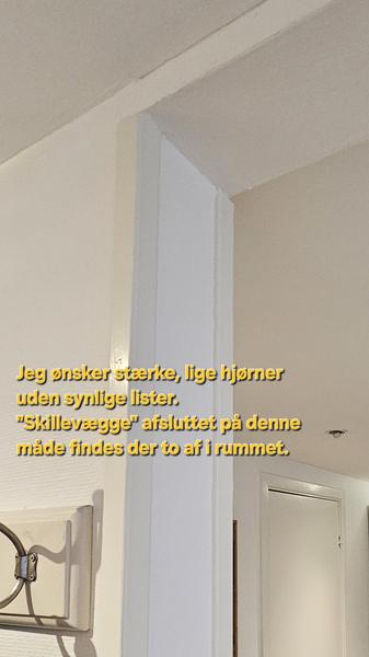 Pudsede vægge i køkkenalrum og badeværelse