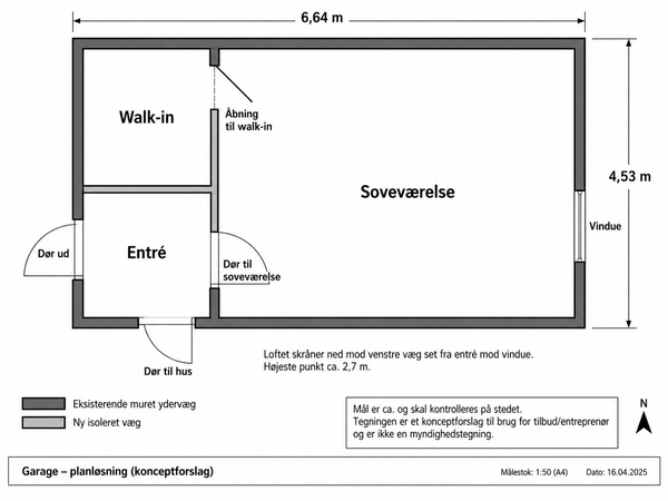 Ombygning af garage til soveværelse og entré