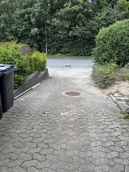 Støttemur, fliser og anlæg af græsplæne
