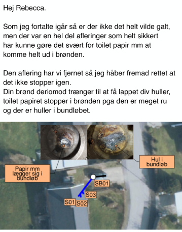 Strømpeforing af ledning og udbedring af brønd