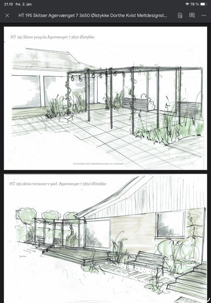 Opførelse af skur, terrasse, pergola og bænk