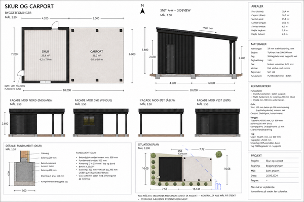Opførelse af skur og carport