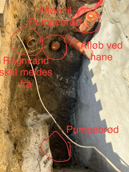 Installation af pumpebrønd og afløb ved kælder m.m